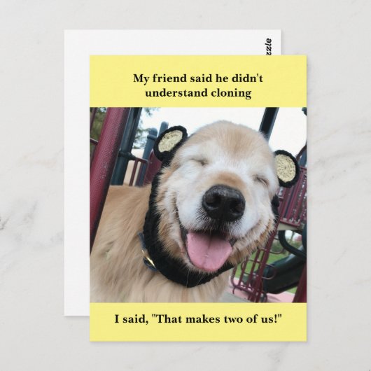 Funny Golden Retriever Cloning Joke Meme Postkarte (Vorne/Hinten)