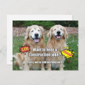 Funny Golden Retriever Construction Joke Meme Postkarte (Vorne/Hinten)