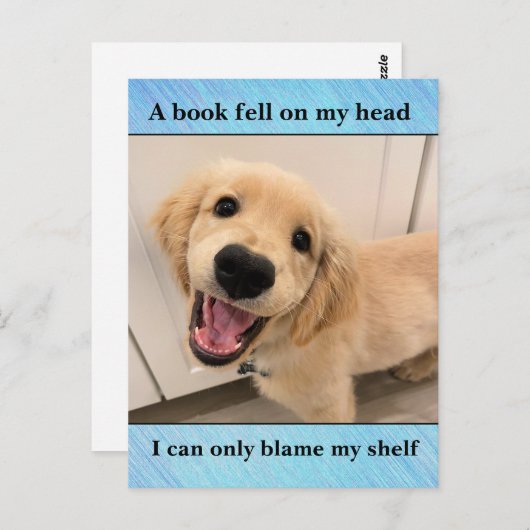 Funny Golden Retriever Dog Book Shelf Joke Meme Postkarte (Vorne/Hinten)