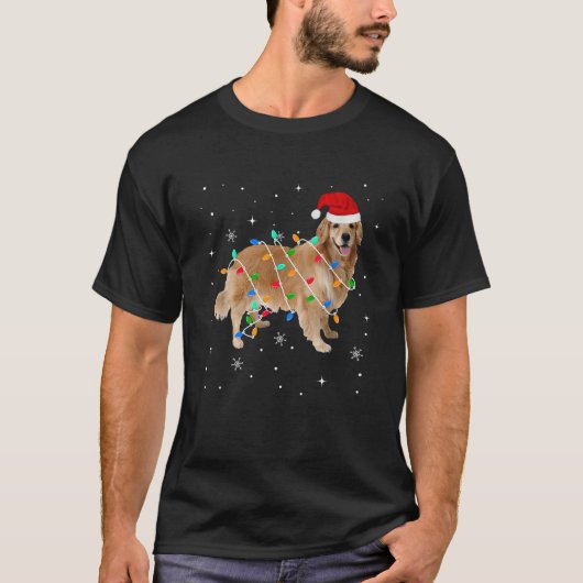 Funny Golden Retriever Dog Christmas Light Gifts X T-Shirt (Vorderseite)