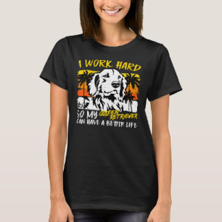 Funny Golden Retriever Dog Retro Vintag Sunset Fu T-Shirt