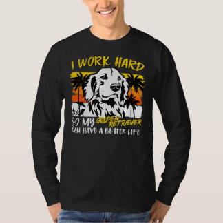 Funny Golden Retriever Dog Retro Vintag Sunset Fu T-Shirt