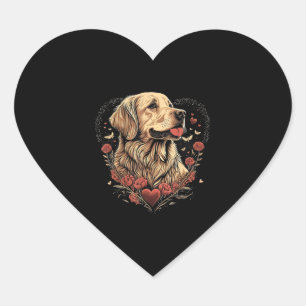 Funny Golden Retriever Dog Valentine Day Herz-Aufkleber