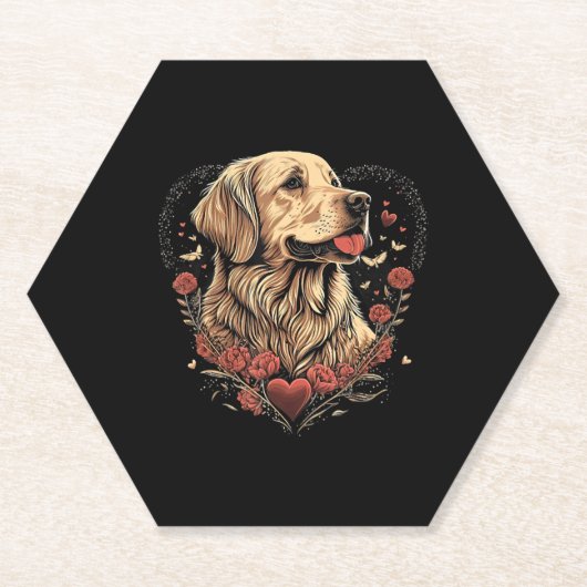 Funny Golden Retriever Dog Valentine Day Untersetzer (Vorderseite)