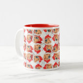 Funny Golden Retriever Face Christmas Pattern Zweifarbige Tasse (Vorderseite Links)