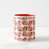 Funny Golden Retriever Face Christmas Pattern Zweifarbige Tasse (Mittel)
