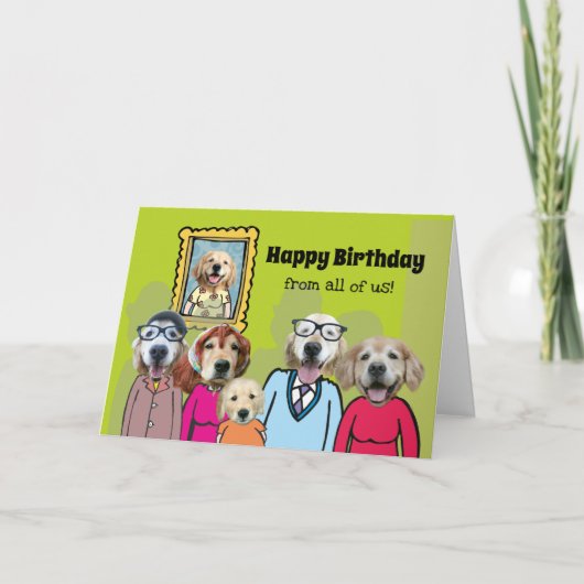 Funny Golden Retriever Happy Birthday von allen Karte (Vorderseite)