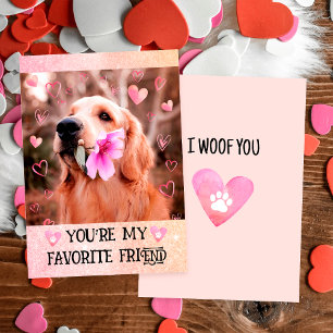 Funny Golden Retriever I Woof You Valentine's Day Feiertagskarte