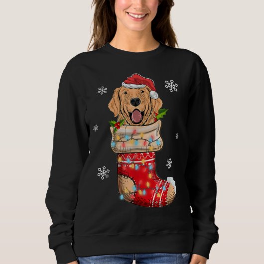 Funny Golden Retriever in Socken Weihnachten Hund Sweatshirt (Vorderseite)