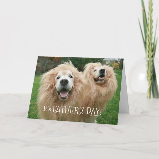 Funny Golden Retriever Lion Hogs Vatertag Karte (Vorderseite)