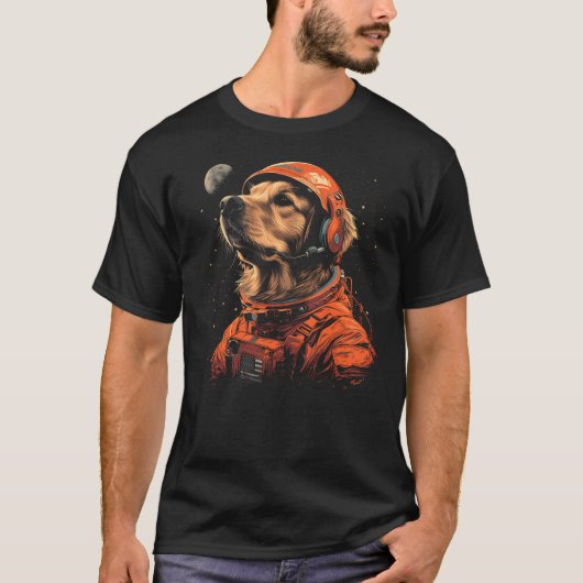 Funny Golden Retriever Lovers Dog Astronaut In The T-Shirt (Vorderseite)