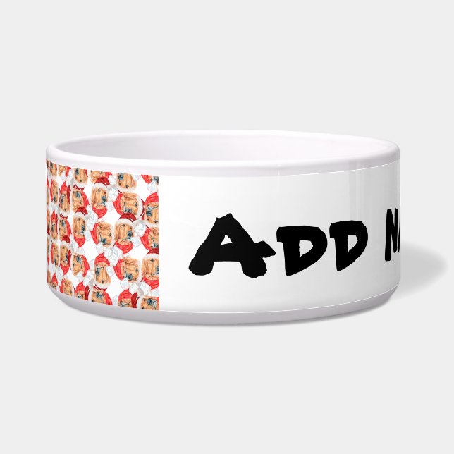 Funny Golden Retriever Name Face Weihnachtsmuster Napf (Vorderseite)