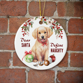 Funny Golden Retriever Pup Definition Naughty Holi Keramik Ornament