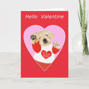 Funny Golden Retriever Puppy Valentine's Day Card Feiertagskarte