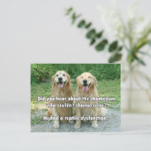 Funny Golden Retriever Reptile Dysfunktion Joke Postkarte (Stehend Vorderseite)