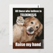 Funny Golden Retriever Telekinesis Joke Postcard Postkarte (Vorne/Hinten)