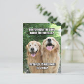 Funny Golden Retriever Tortilla Joke Meme Postkarte (Stehend Vorderseite)