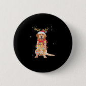 Funny Golden Retriever Weihnachtsbaum Santa Reinde Button (Vorderseite)