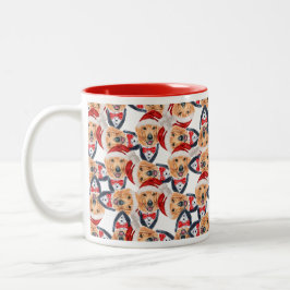 Funny Golden Retriever Weihnachtsmannmütze Weihnac Zweifarbige Tasse
