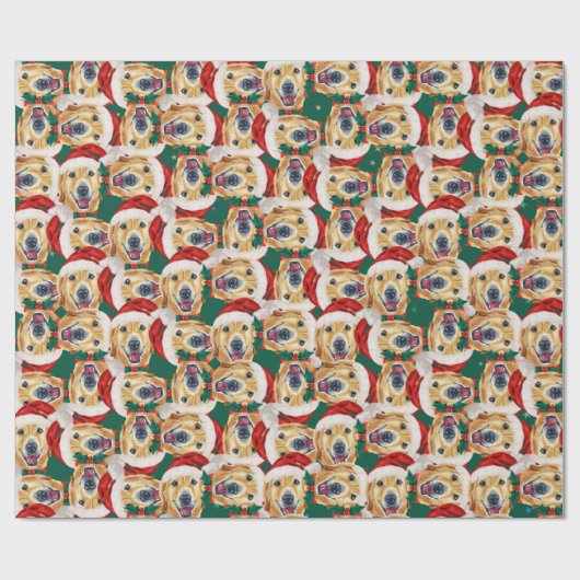 Funny Golden Retriever Weihnachtsmuster Geschenkpapier (Flach)