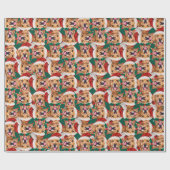 Funny Golden Retriever Weihnachtsmuster Geschenkpapier (Flach)