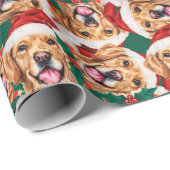 Funny Golden Retriever Weihnachtsmuster Geschenkpapier (Rolleneckpunkt)