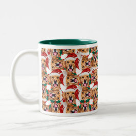 Funny Golden Retriever Weihnachtsmuster Zweifarbige Tasse