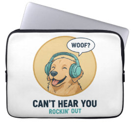 Funny Golden Retriever With Headphones  Laptopschutzhülle