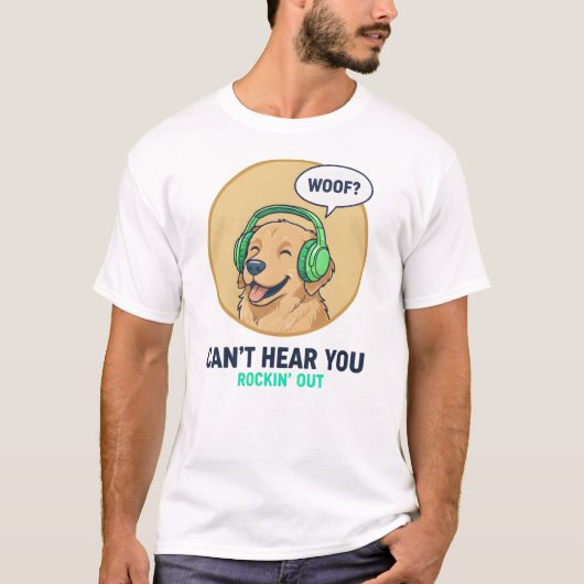 Funny Golden Retriever With Headphones T-Shirt (Vorderseite)