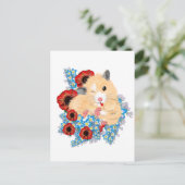 Funny Golden Syrian Hamster sitzend in Blume Postkarte (Stehend Vorderseite)