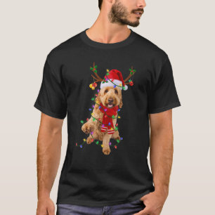 Funny Goldendoodle Dog Tree Weihnachtslicht Pajam T-Shirt