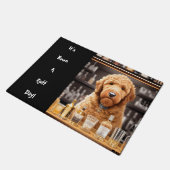 Funny Goldendoodle Doodle Dog Brown und Black Fußmatte (Schrägansicht)