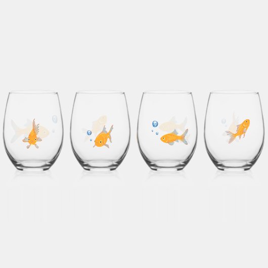 Funny Goldfish gibt Custom Novelty Weinglas Ohne Stiel (Hinten)