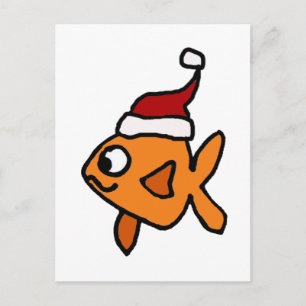 Funny Goldfish in der Weihnachtsmannmütze Weihnach Feiertagspostkarte