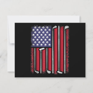 Funny Golf American Flag Golf Player Vintag Golfe Feiertagskarte