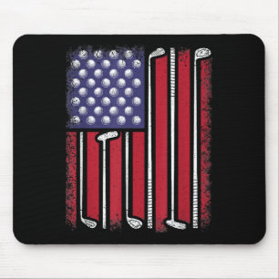Funny Golf American Flag Golf Player Vintag Golfe Mousepad