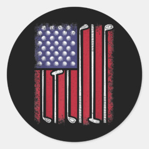 Funny Golf American Flag Golf Player Vintag Golfe Runder Aufkleber