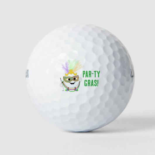 Funny Golf Ball Celebrating Mardi Gras  (Vorderseite)
