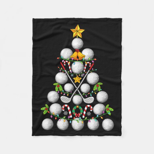 Funny Golf Ball Christmas Tree Christmas Golf Love Fleecedecke (Vorderseite)