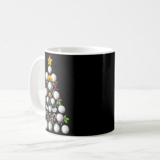 Funny Golf Ball Christmas Tree Christmas Golf Love Kaffeetasse (Vorderseite Links)