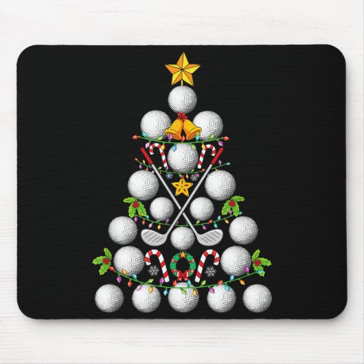 Funny Golf Ball Christmas Tree Christmas Golf Love Mousepad (Vorne)