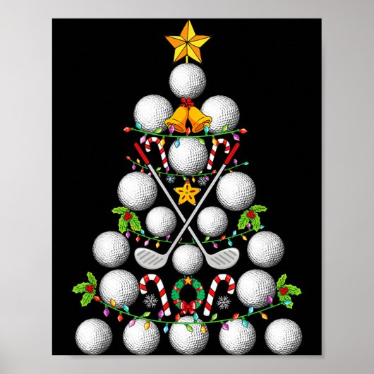 Funny Golf Ball Christmas Tree Christmas Golf Love Poster (Vorne)
