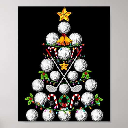 Funny Golf Ball Christmas Tree Christmas Golf Love Poster (Vorne)