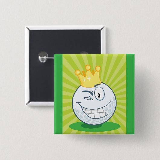 Funny Golf Ball King of Golfing Button (Vorne & Hinten)