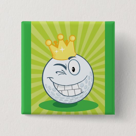 Funny Golf Ball King of Golfing Button (Vorderseite)