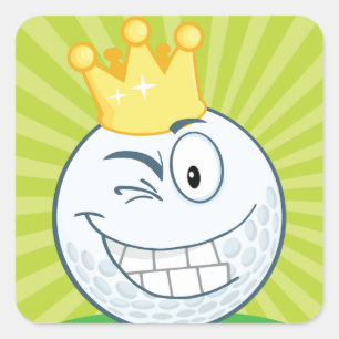 Funny Golf Ball King of Golfing Quadratischer Aufkleber