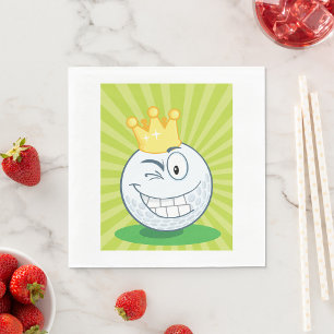 Funny Golf Ball King of Golfing Serviette