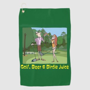 Funny Golf, Bier & Birdie Juice Golfhandtuch
