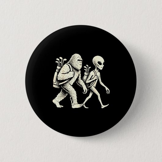 Funny Golf Bigfoot Sasquatch Alien Ufo Golfer  Button (Vorderseite)