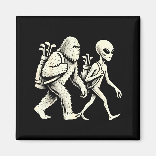 Funny Golf Bigfoot Sasquatch Alien Ufo Golfer  Magnet (Vorne)